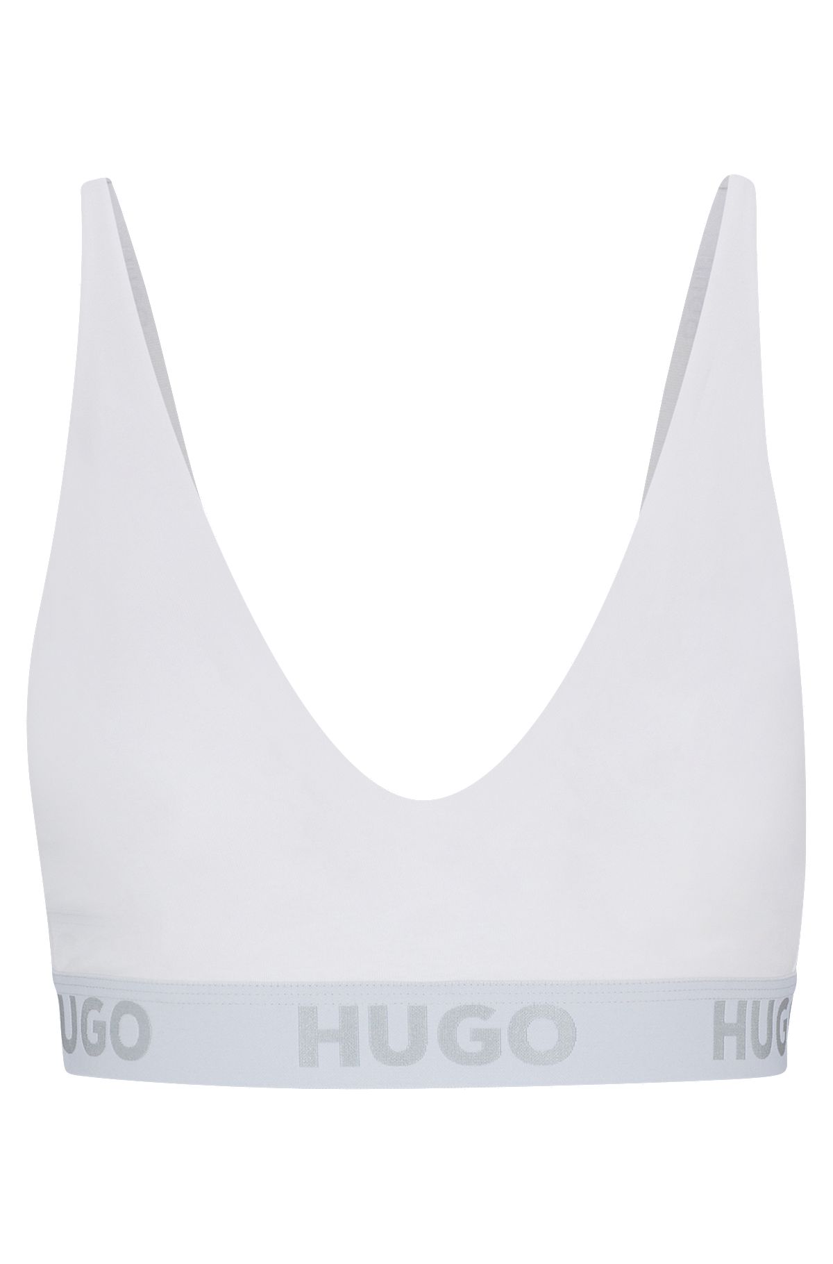 HUGO - Stretch-cotton triangle bra with logo band