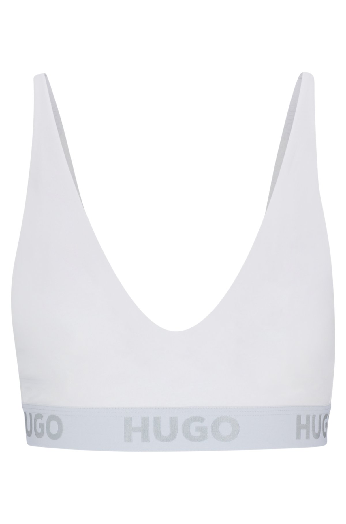 HUGO - Sports bra in stretch cotton with repeat logos
