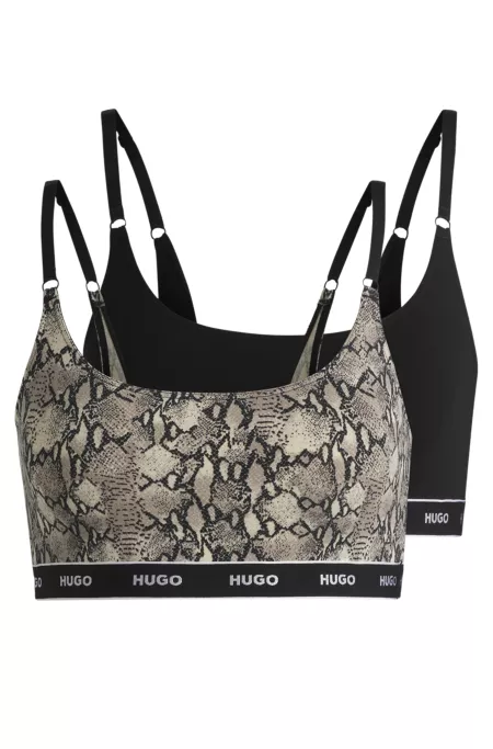 Two-pack of stretch-cotton bralettes with logo underbands
