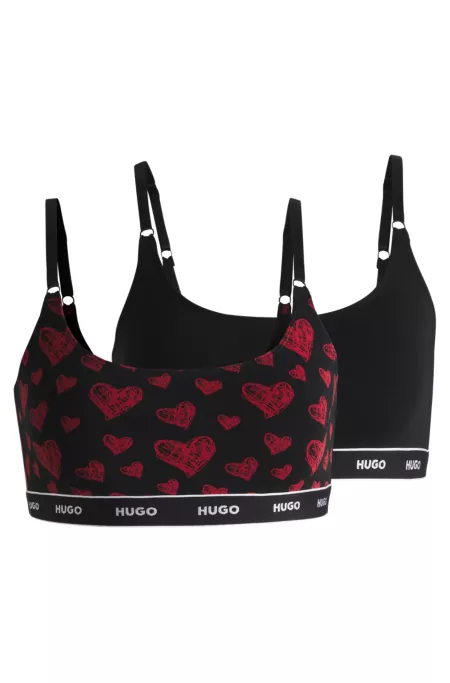 Two-pack of stretch-cotton bralettes with logo underbands