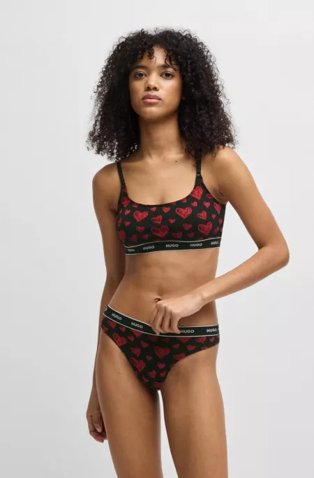Two-pack of stretch-cotton bralettes with logo underbands