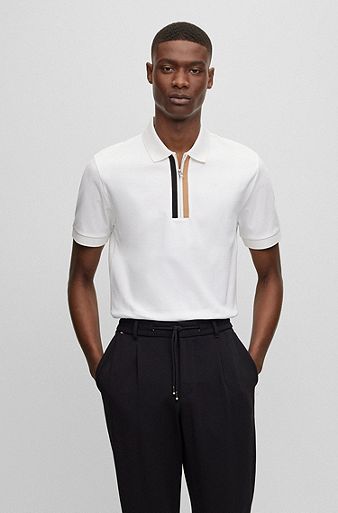 Regular-fit polo shirt in mercerised cotton, White