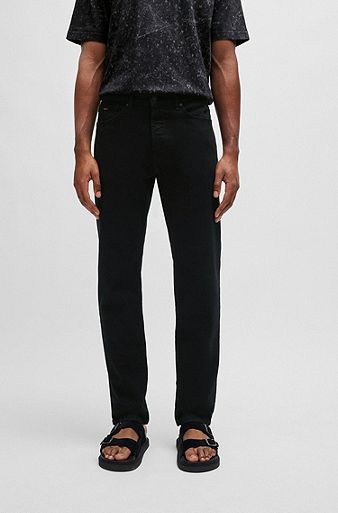 Regular-fit jeans in stay-black comfort-stretch denim, Black