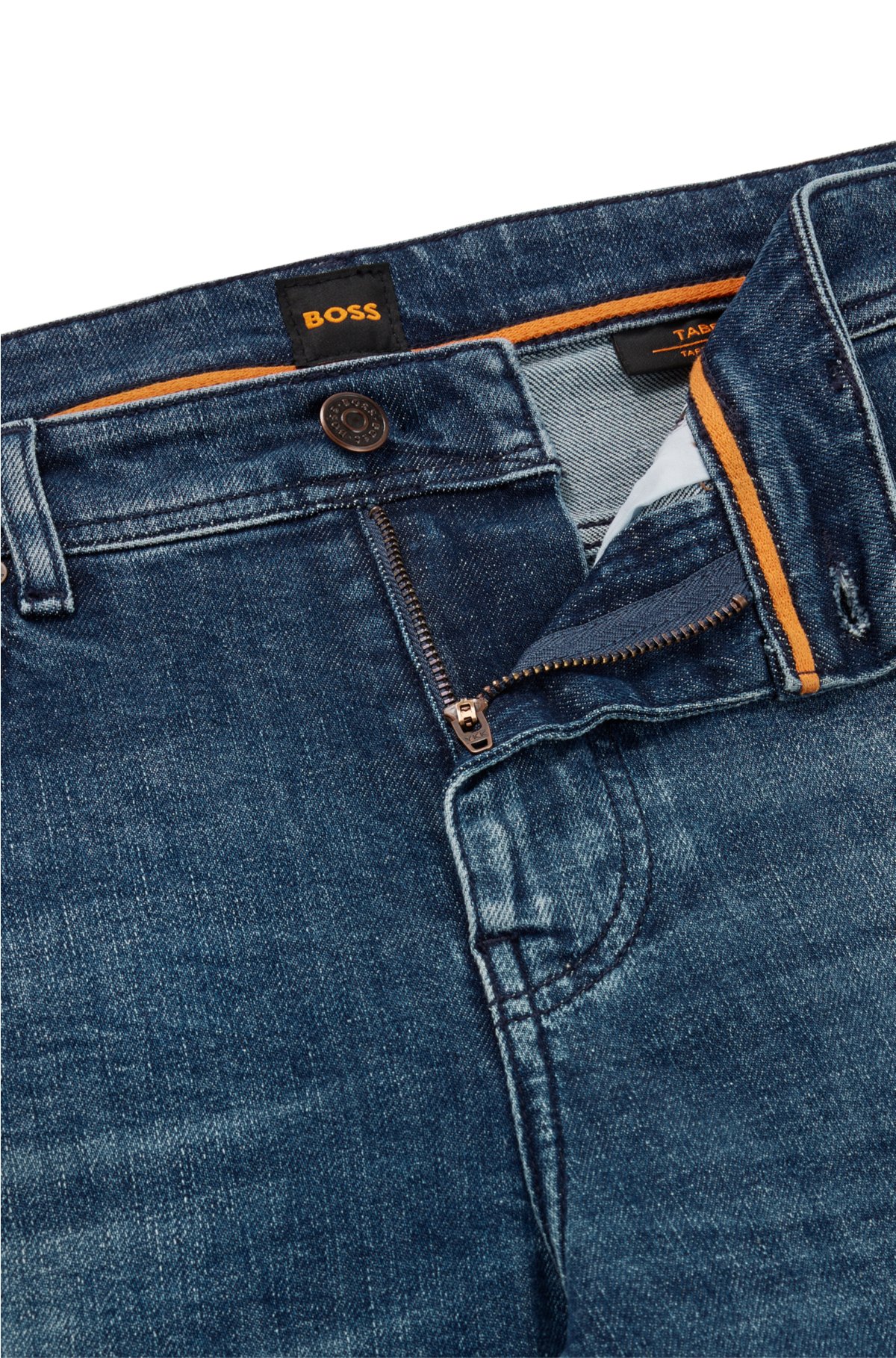 BOSS - Tapered-fit jeans in blue comfort-stretch denim