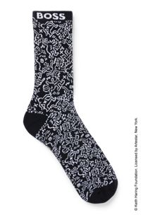 BOSS x Keith Haring gender-neutral socks with exclusive artwork, Black