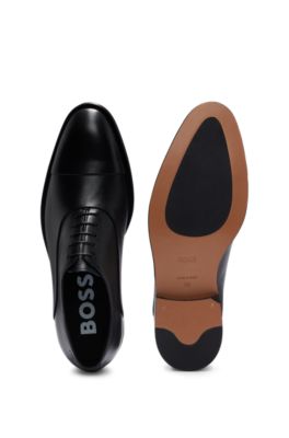 BOSS Italianmade leather Oxford shoes with branding