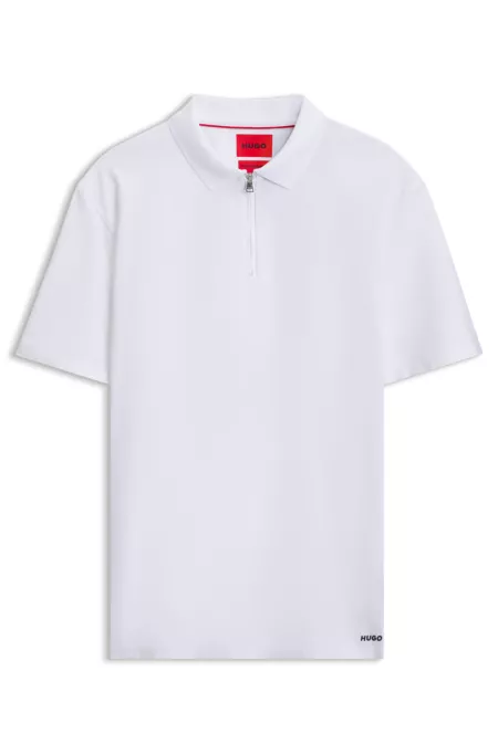 Cotton-blend polo shirt with zip placket