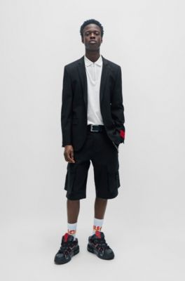 Cotton-blend polo shirt with zip placket, White