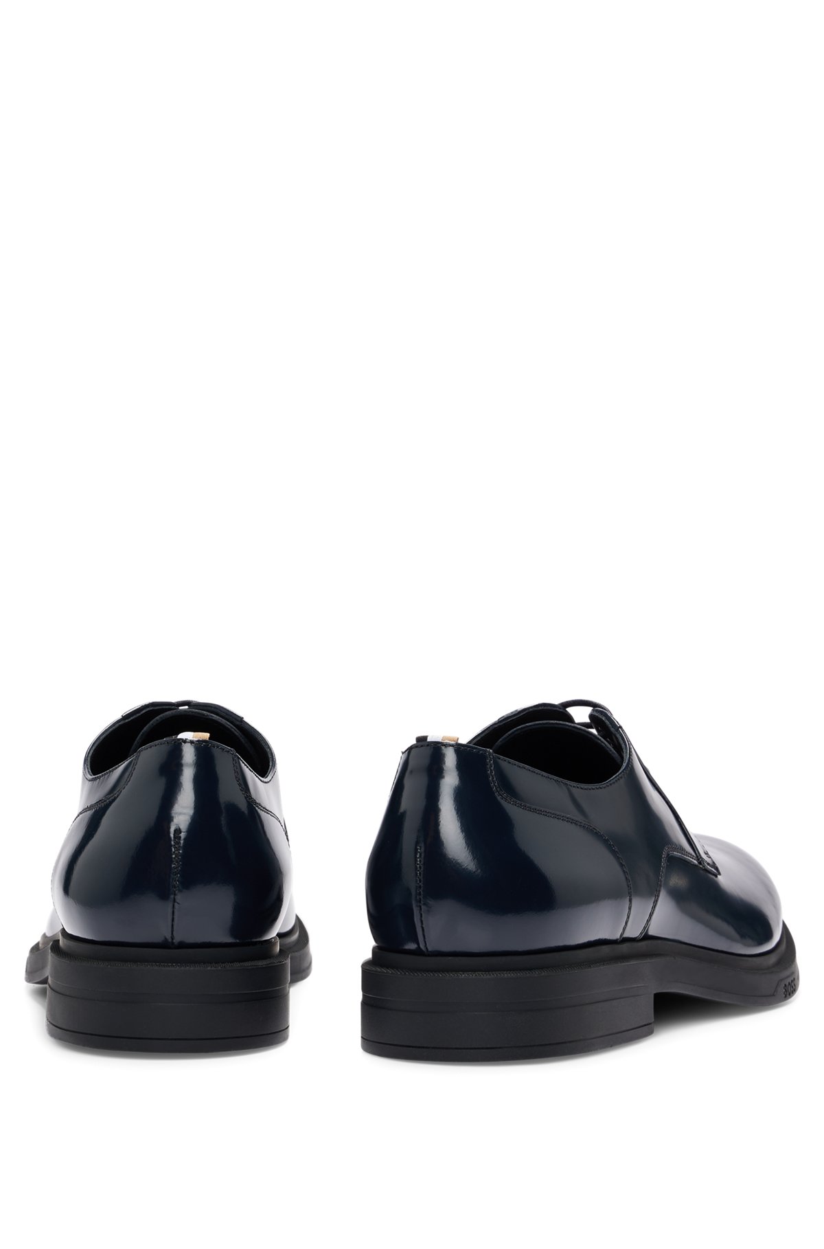 Derby shoes in brush-off leather, Dark Blue