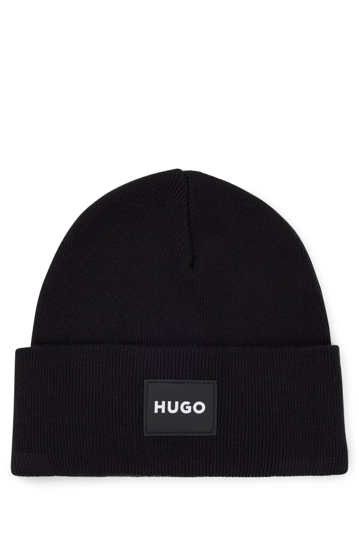 HUGO - Strickmütze mit Logo-Detail