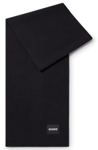 Knitted scarf with logo detail, Black