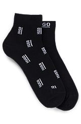 Two-pack of short socks with contrast branding, Black