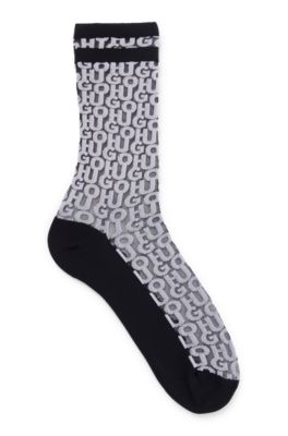 HUGO - Regular-length socks with monogram pattern and solid trims
