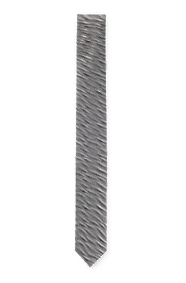 Micro-pattern tie in silk jacquard, Dark Grey