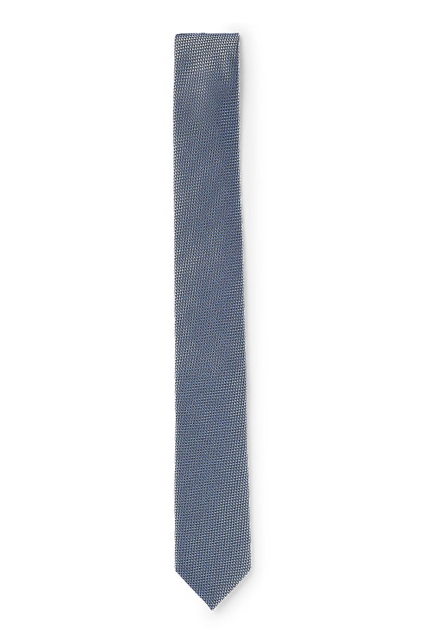 Micro-pattern tie in silk jacquard, Light Blue