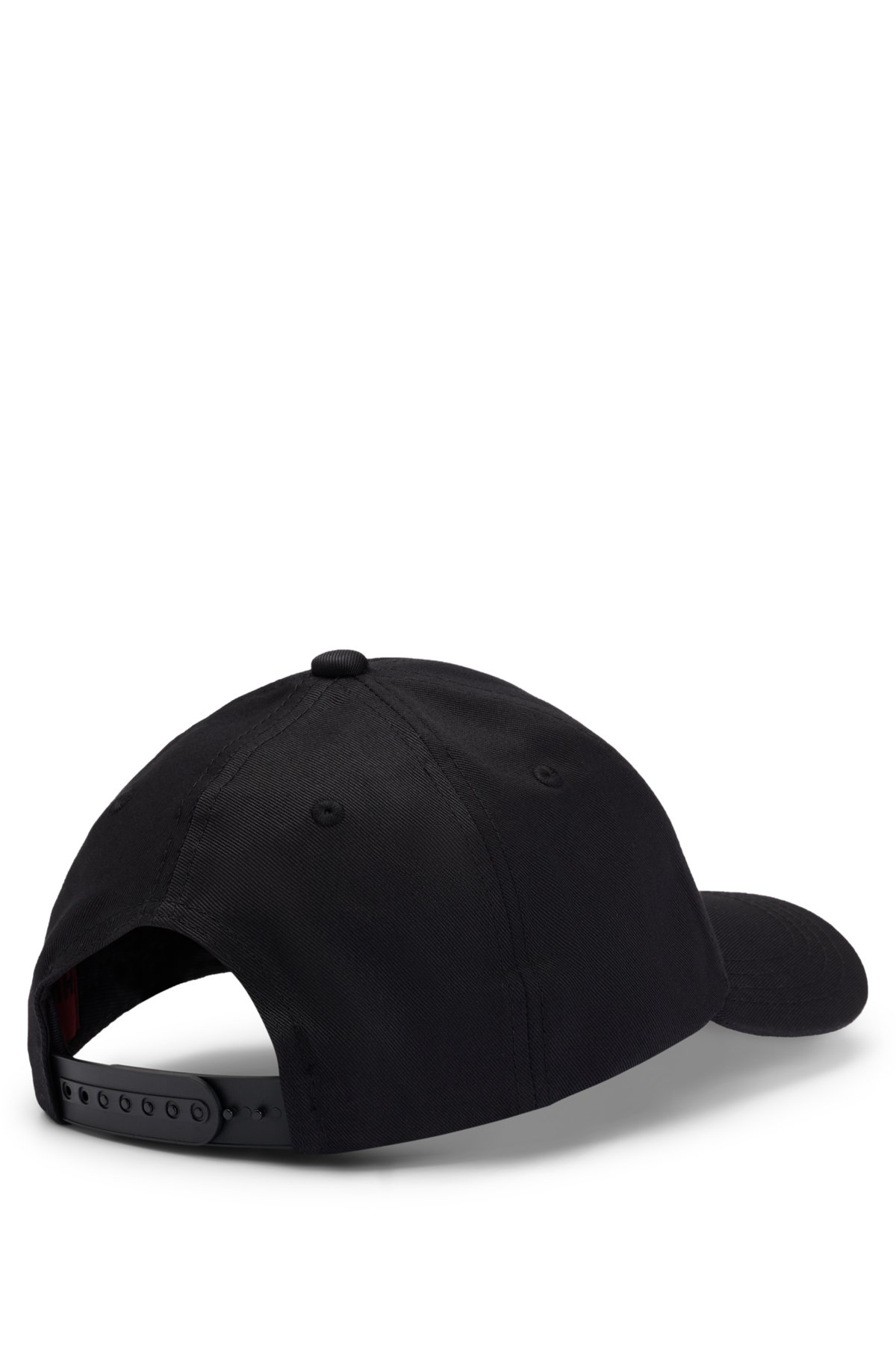 Cotton-twill cap with embroidered logo and snap closure, Black
