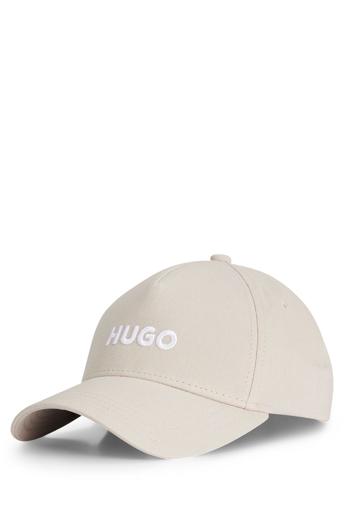 Cotton-twill cap with embroidered logo and snap closure, Light Beige