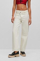 Relaxed-fit jeans with criss-cross waistband, White