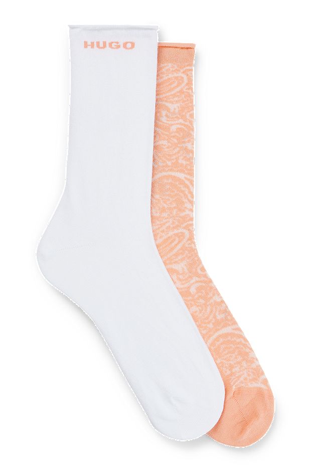 Two-pack of socks in a cotton blend, Light Orange