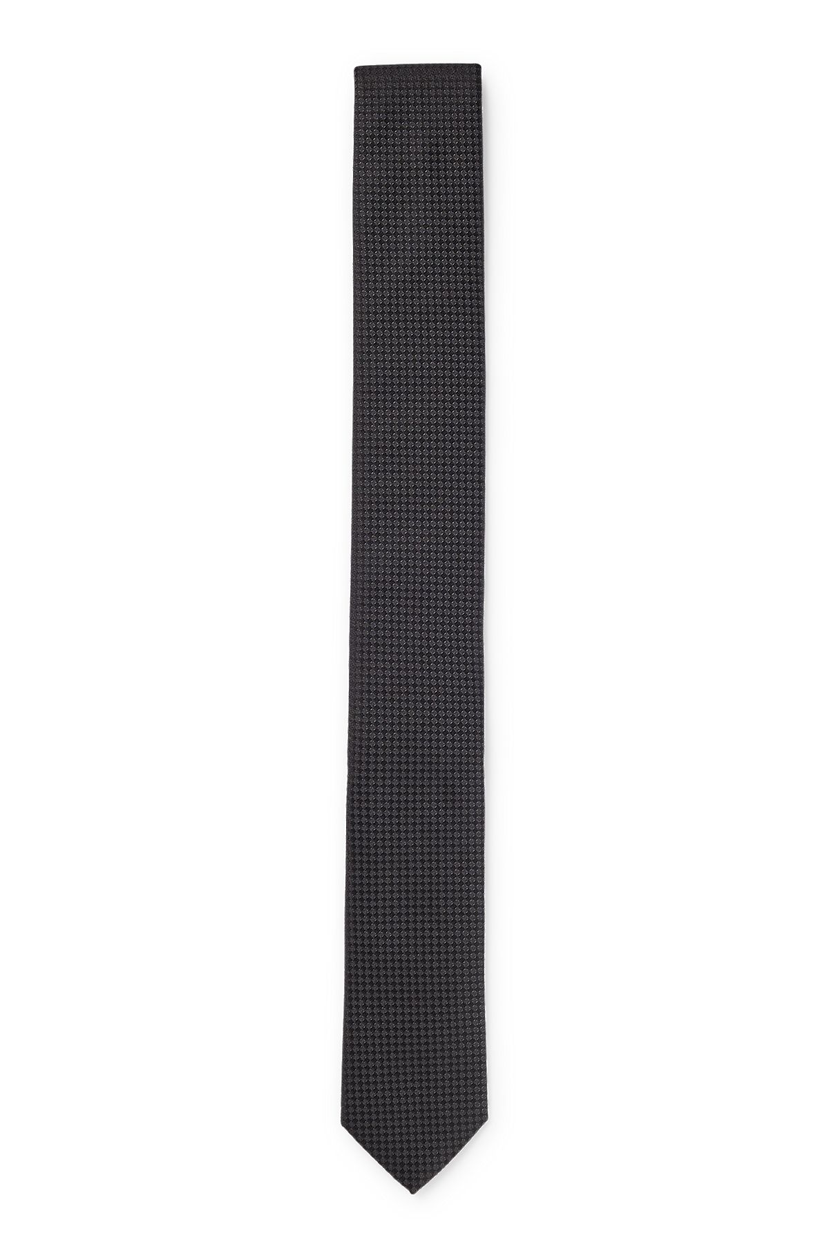Silk-jacquard tie with micro pattern, Black