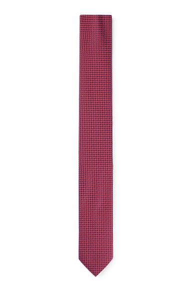 Silk-jacquard tie with micro pattern, Pink