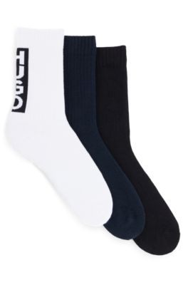 HUGO - Three-pack of cotton-blend short socks with branding