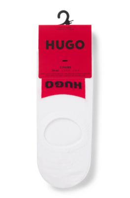 Three-pack of invisible socks with red logo labels, White