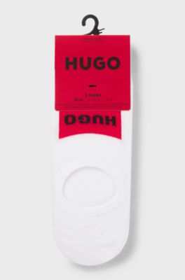 Three-pack of invisible socks with red logo labels, White