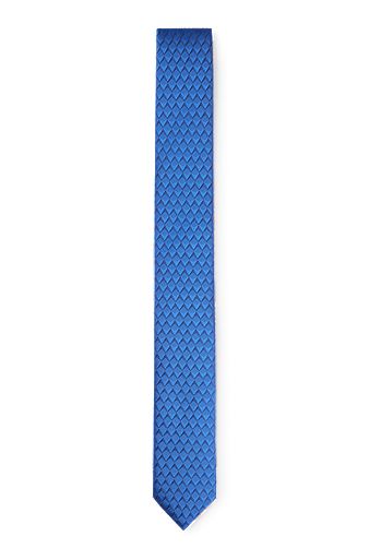 Cravate en jacquard de soie à motif imprimé, Bleu