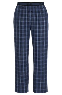 BOSS - Cotton-poplin pyjama bottoms with check pattern