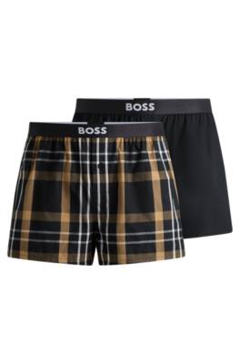 Hugo Boss Two-pack Of Cotton Pyjama Shorts With Logo Waistbands In Black