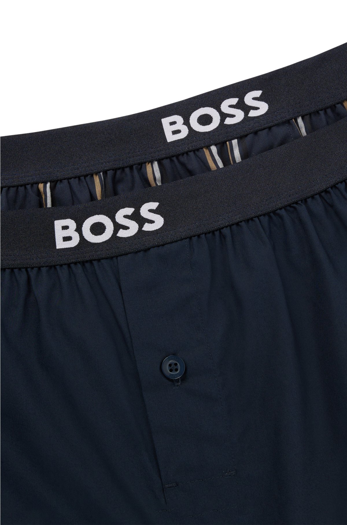 Two-pack of cotton pyjama shorts with logo waistbands, Dark Blue