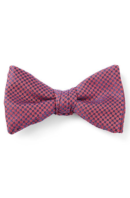Pure-silk bow tie with jacquard-woven micro pattern, light pink