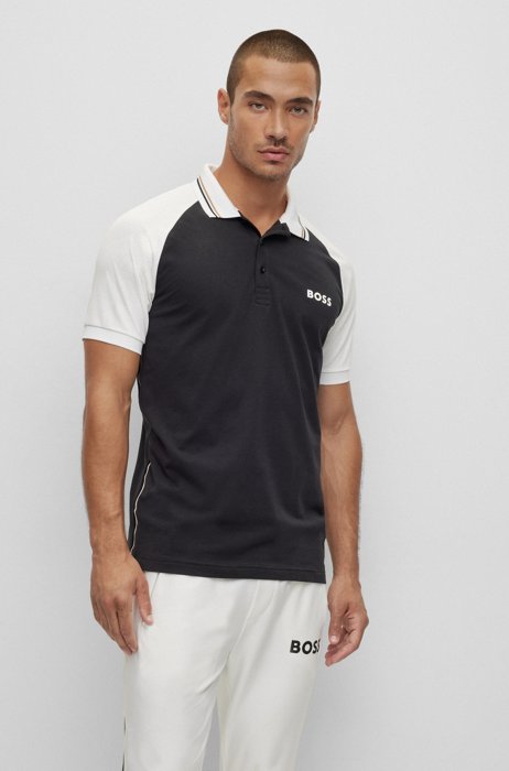 BOSS x Matteo Berrettini slim-fit colour-blocked polo shirt, Black