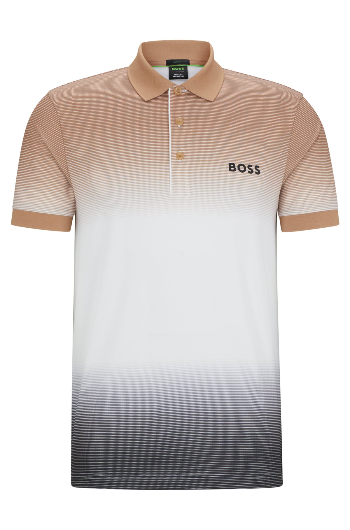 BOSS BOSS x Berrettini strech-jersey poloshirt fra BOSS herretøj med signaturstriber i degradé-mønster.