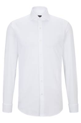 Hugo Boss Slim-fit Shirt In Structured Stretch Cotton