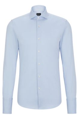 BOSS - Slim-fit shirt in structured stretch cotton