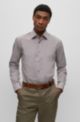 Regular-fit shirt in patterned stretch cotton, Light Purple