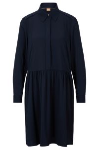 Relaxed-fit dress in crinkle crepe, Dark Blue