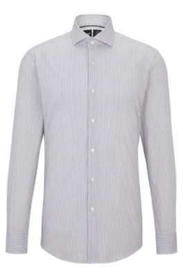 BOSS Slim fit shirt in striped performance stretch fabric