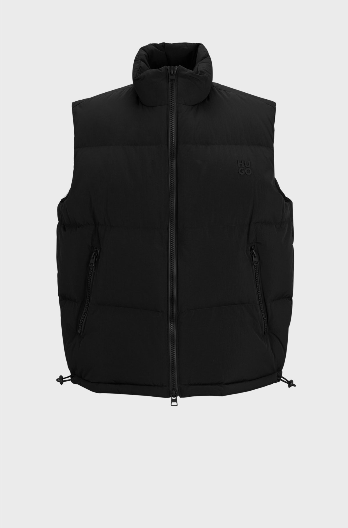 Water-repellent regular-fit gilet with stacked logo, Black
