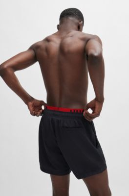 HUGO - Logo-print swim shorts with double waistband