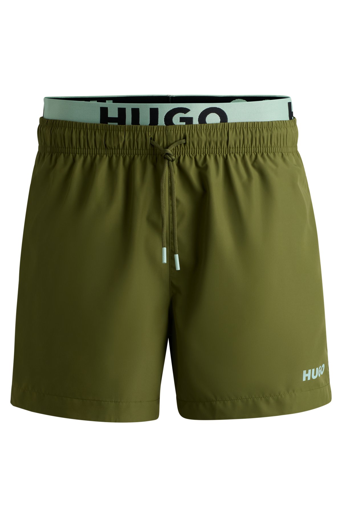 HUGO - Logo-print swim shorts with double waistband