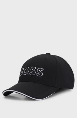 Stretch-piqu&eacute; cap with embroidered 3D logo, Black