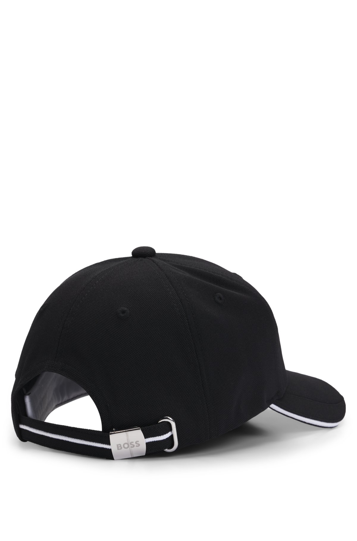 Stretch-piqué cap with embroidered 3D logo, Black