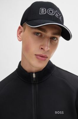Stretch-piqu&eacute; cap with embroidered 3D logo, Black