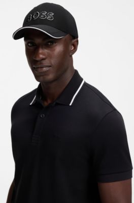 Stretch-piqu&eacute; cap with embroidered 3D logo, Black