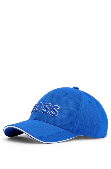Stretch-piqué cap with embroidered 3D logo, Blue