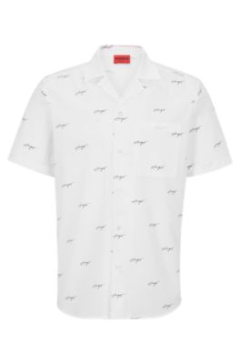 HUGO RELAXED-FIT SHIRT IN PRINTED COTTON POPLIN