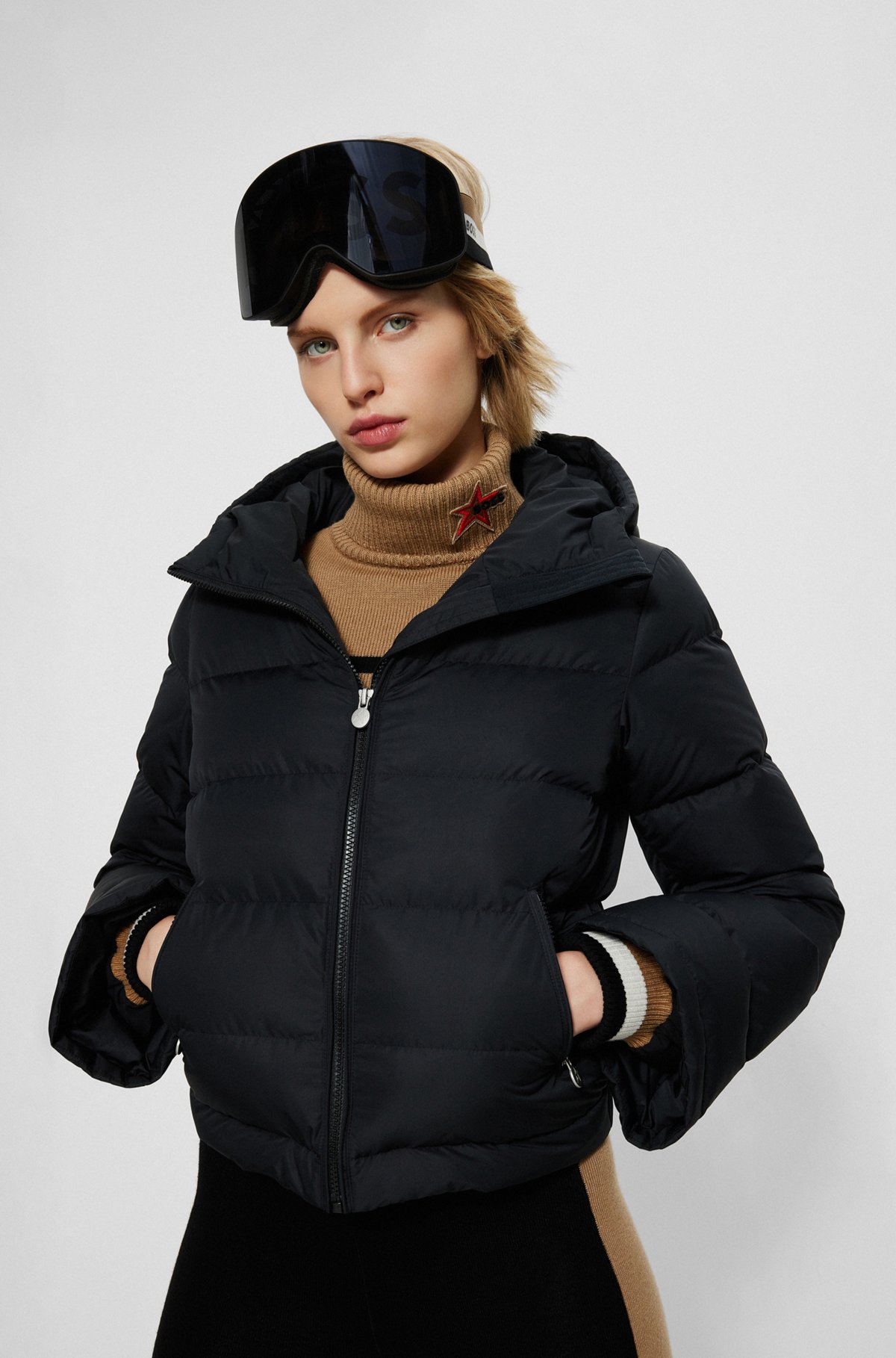 BOSS x Perfect Moment hooded jacket with capsule detailing, Black